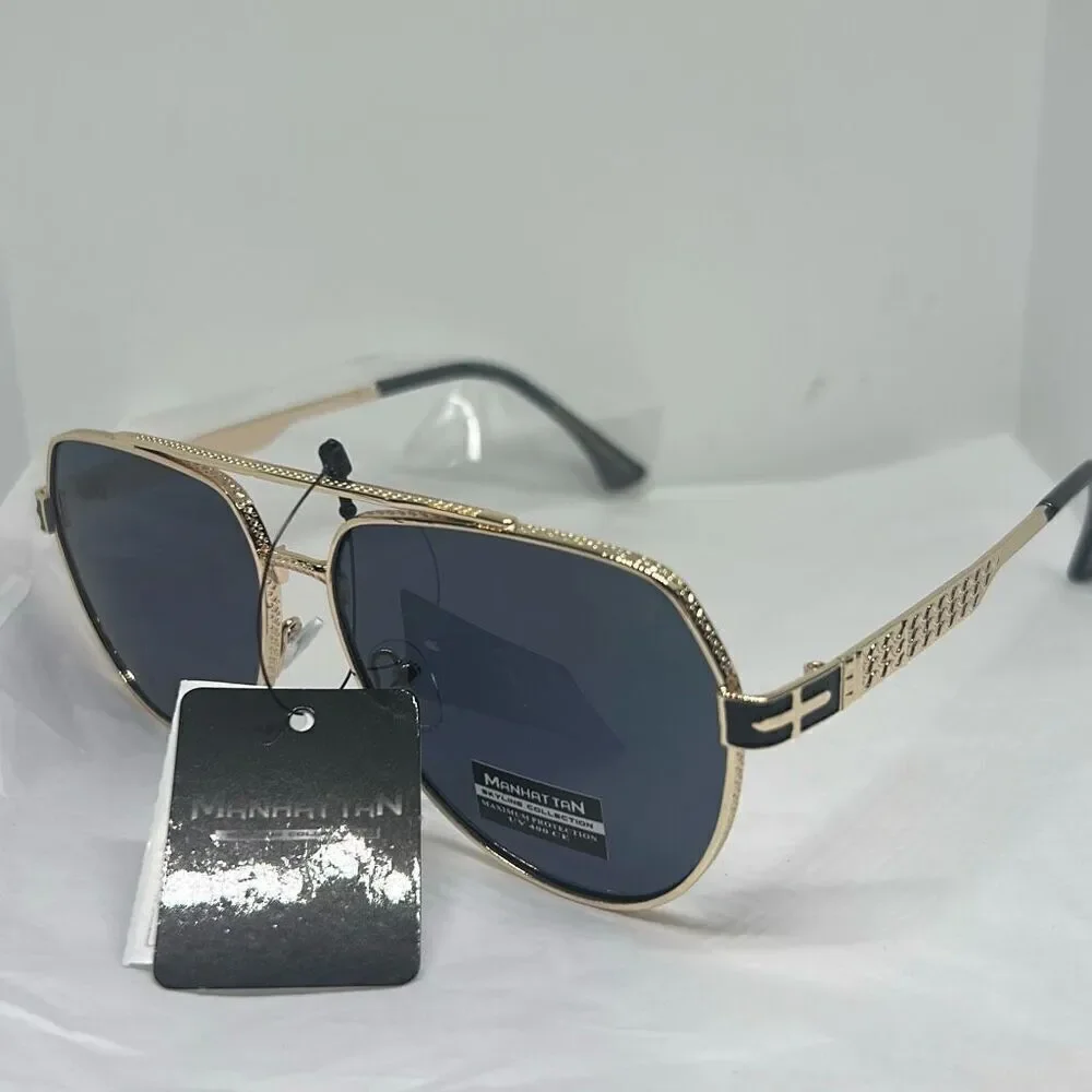Manhattan Collection Aviator Sunglasses – Maximum UV Protection – Designer Metal